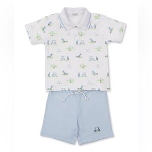Kissy Kissy Fairway Foursome Bermudan‎ Shorts and Polo Set Blue 9M